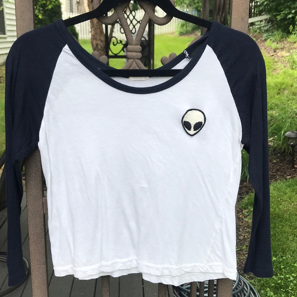 baseball tee with embroidered alien